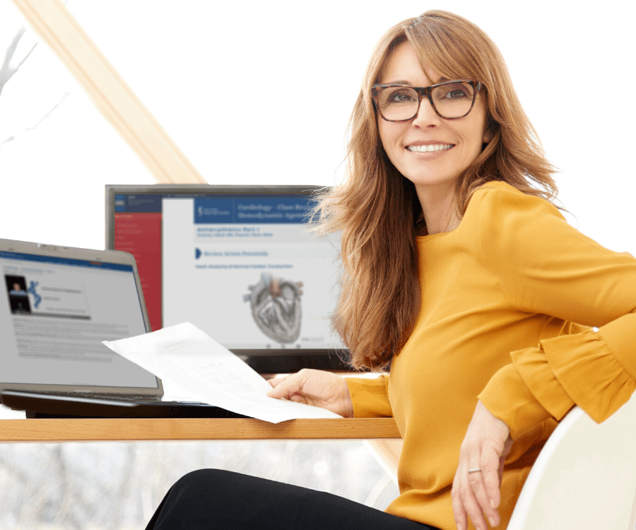 Lady Studying at Computer