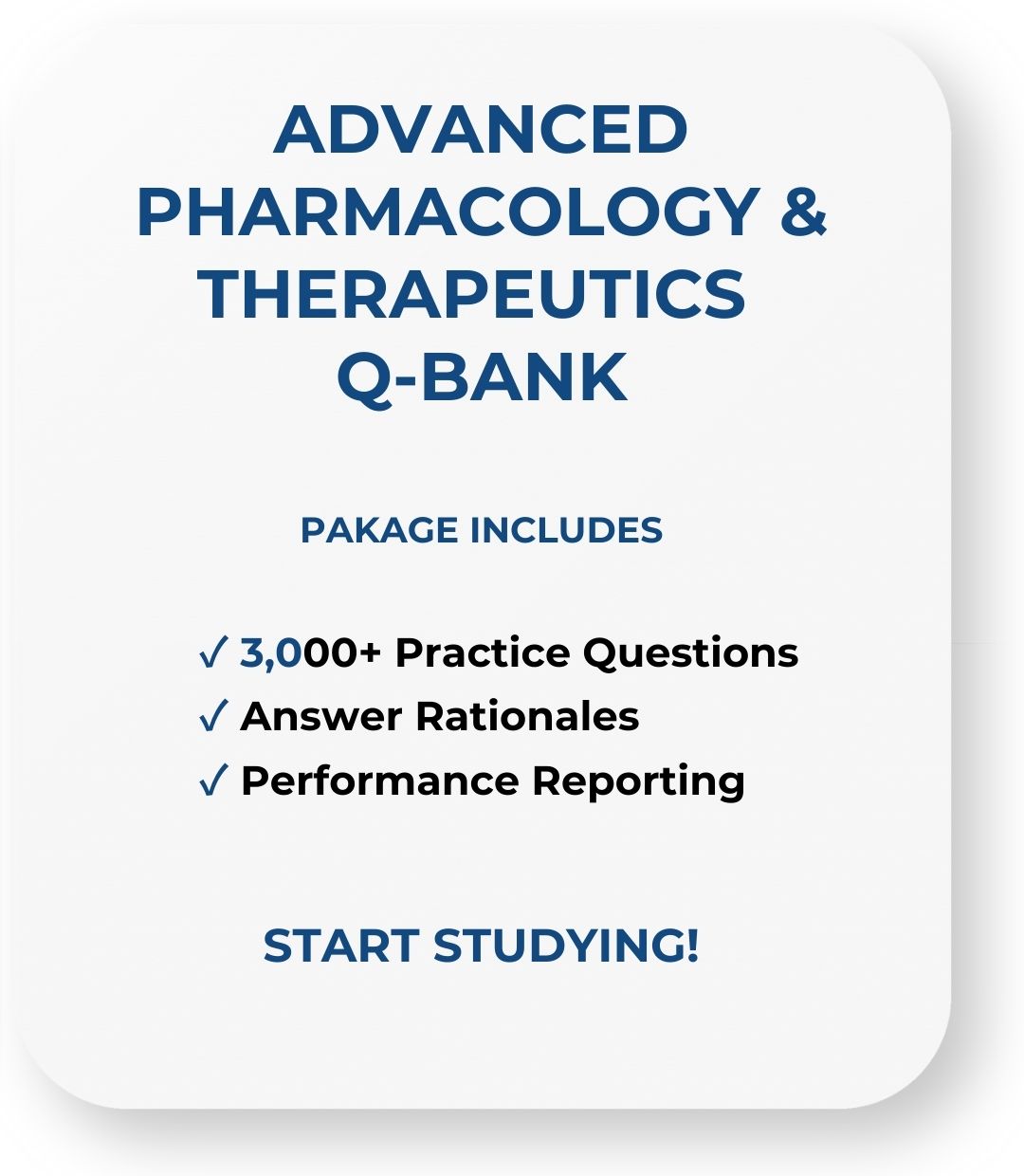 Adv Pharmacology and Therapeutics Q-Bank Price Card