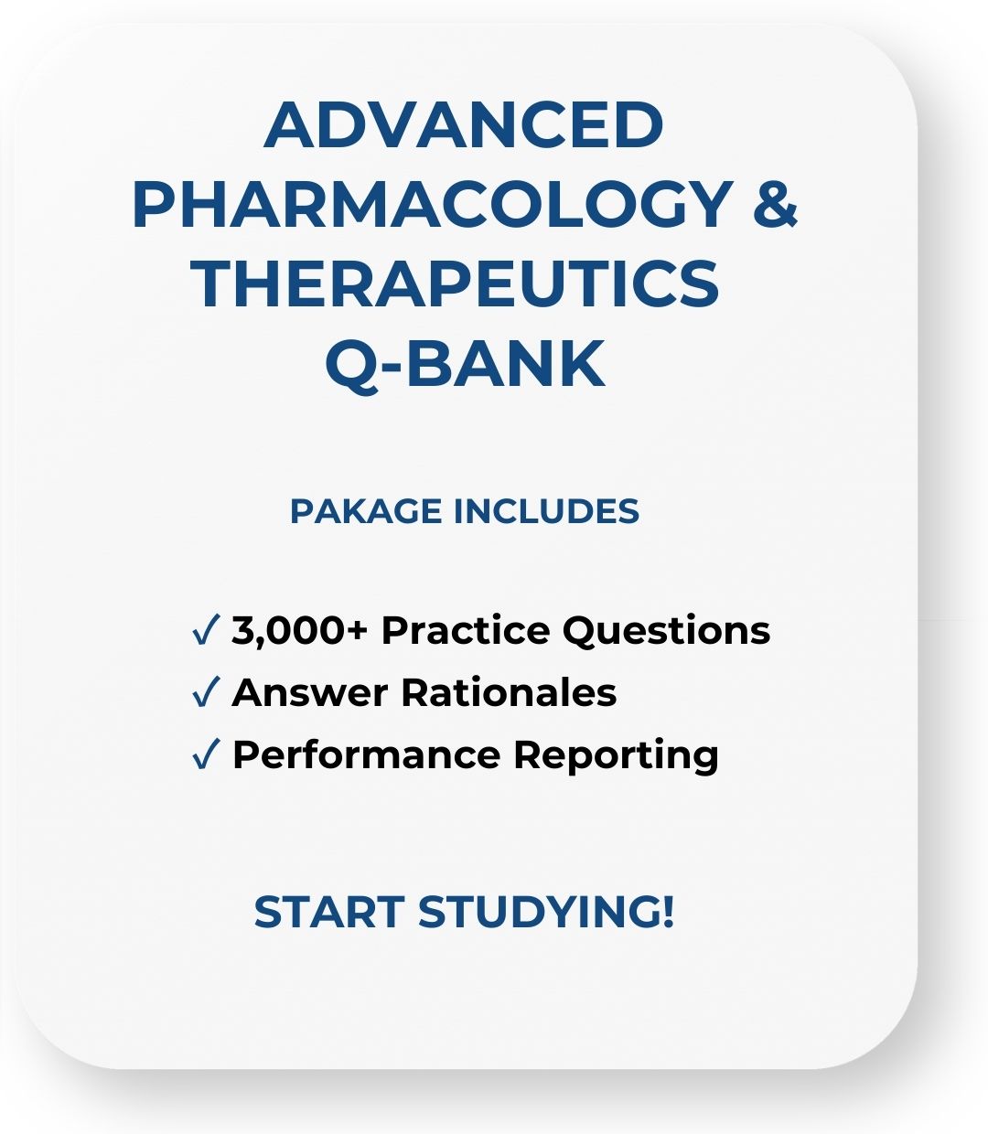 Adv Pharmacology and Therapeutics Q-Bank Price Card