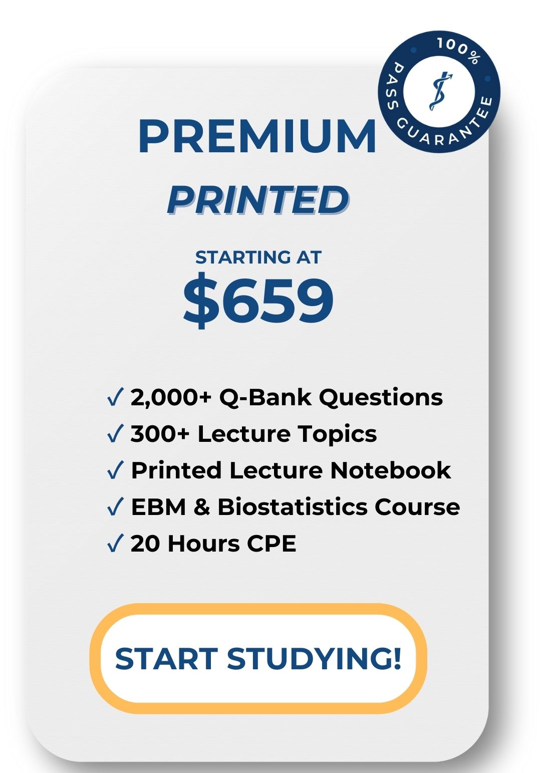 BCPS Premium Printed  Price Card